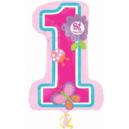 Picture of ALL ABOARD 1ST BIRTHDAY GIRL SUPER SHAPE FOIL BALLOON